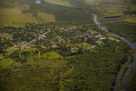 The river and countryside around Salto from the air