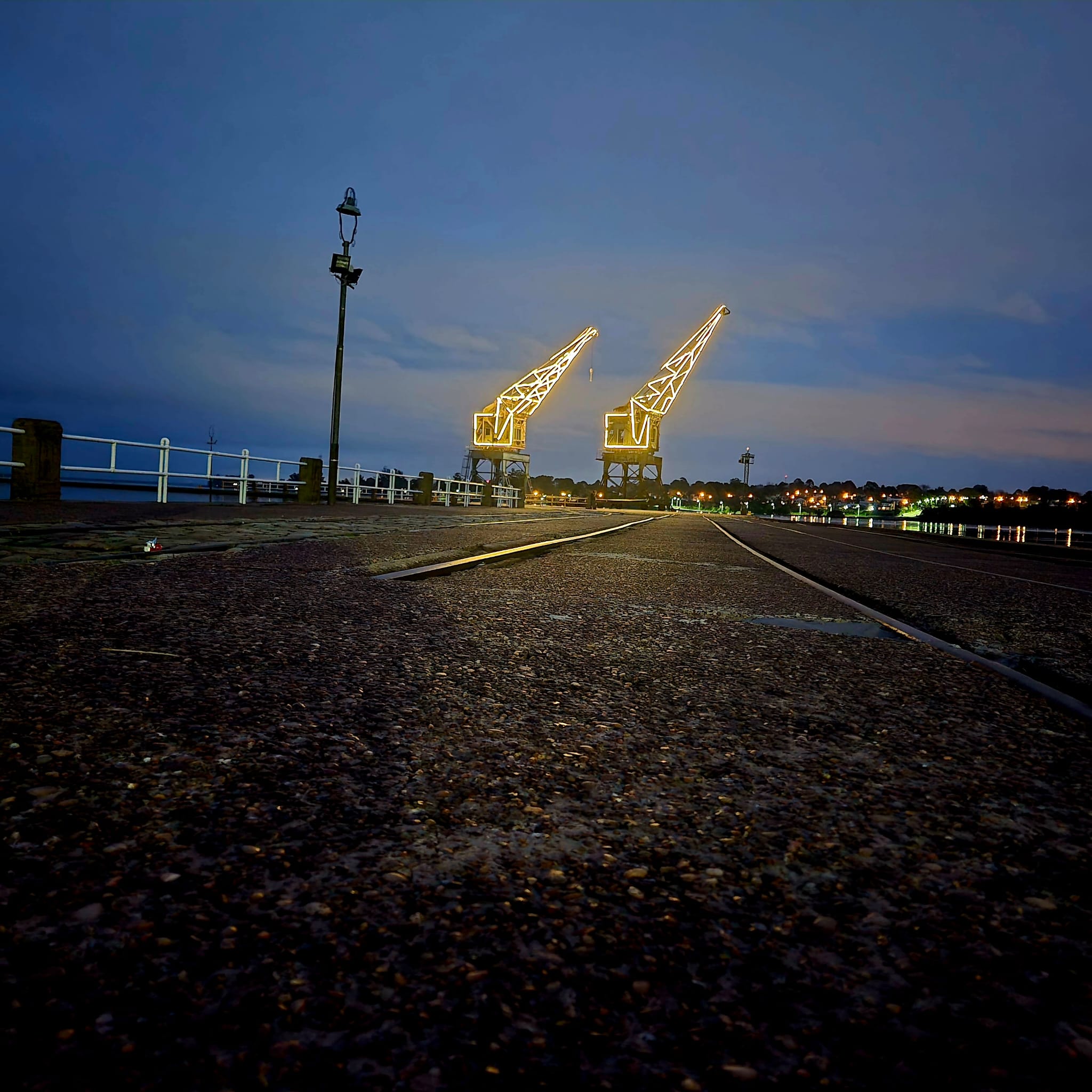 The port of Salto on the Uruguay River at night