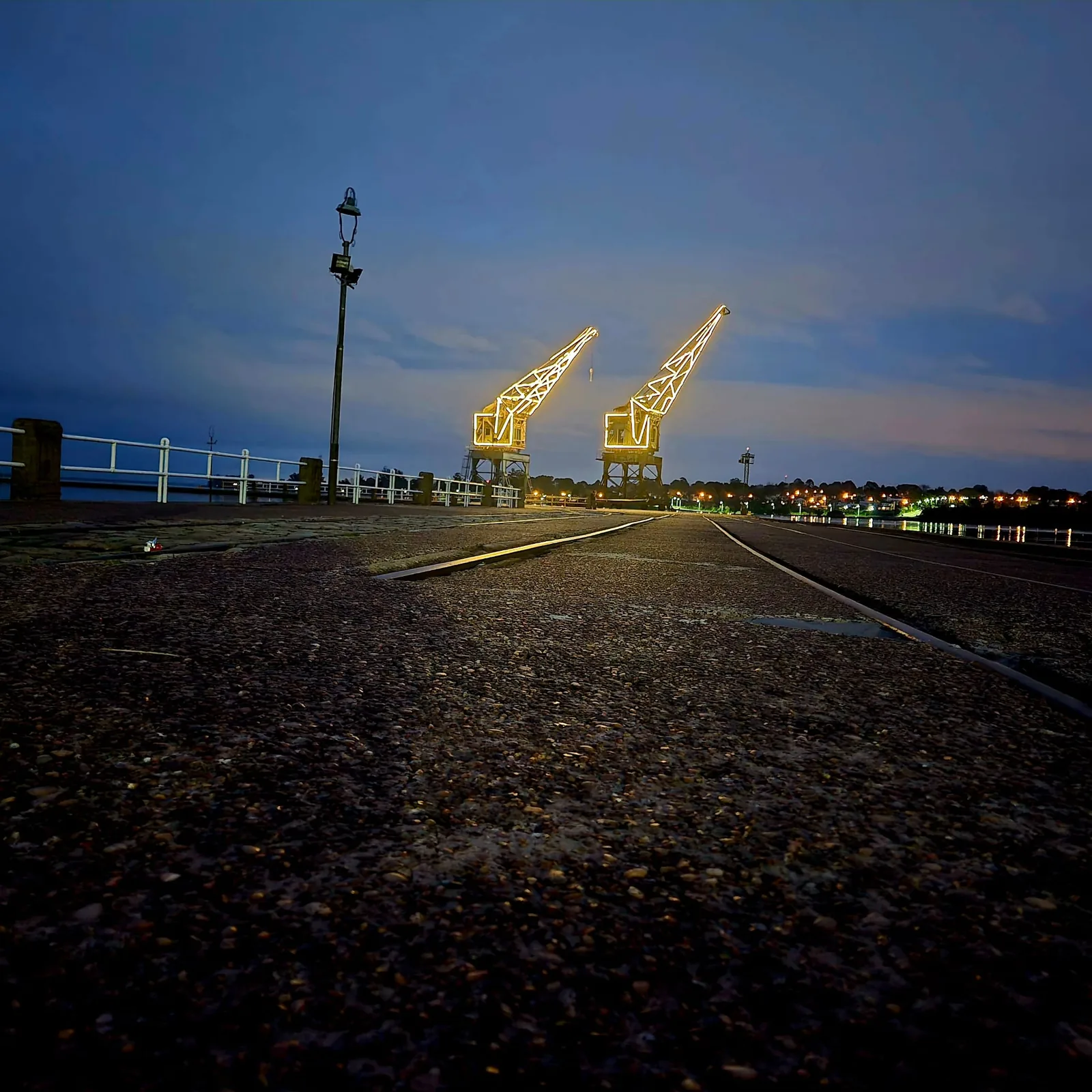 The port of Salto on the Uruguay River at night