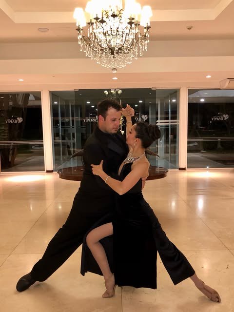 Lobby of Altos del Arapey, the five-star thermal resort at Termas del Arapey, Salto — with Angelina Díaz and Gary Etchegaray of AnGarTango