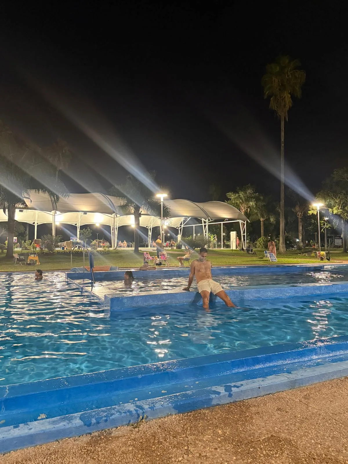 Night thermal pool at Termas del Daymán in Salto, Uruguay